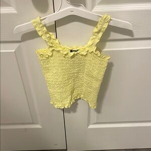 Yellow Smocked Ruffle Strap Top